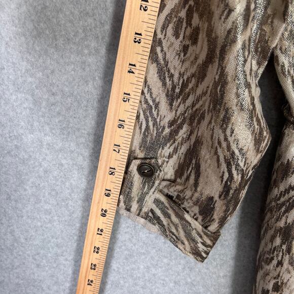 Chicos Jacket Small 0 Utility Military Metallic Linen Cotton Snake Ikat Blazer - Picture 8 of 12